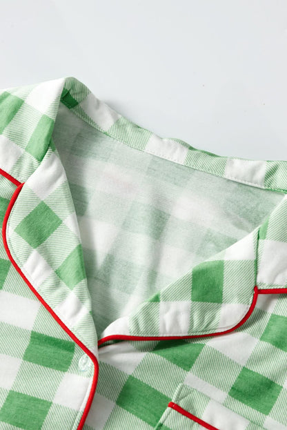 Light green plaid holiday pajamas - Love Salve 