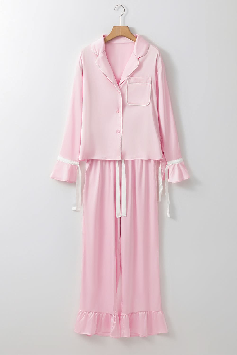 Light pink satin lounge set 