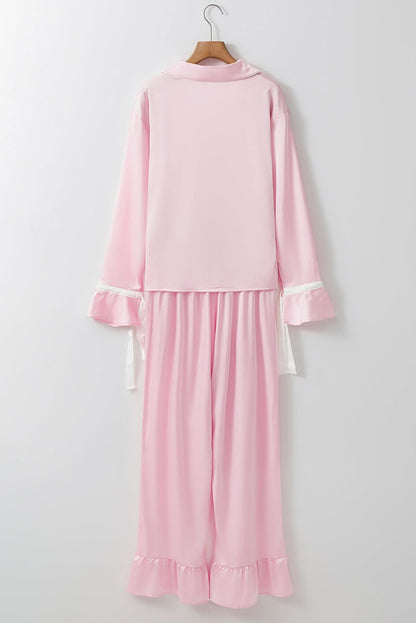 Light pink satin lounge set 