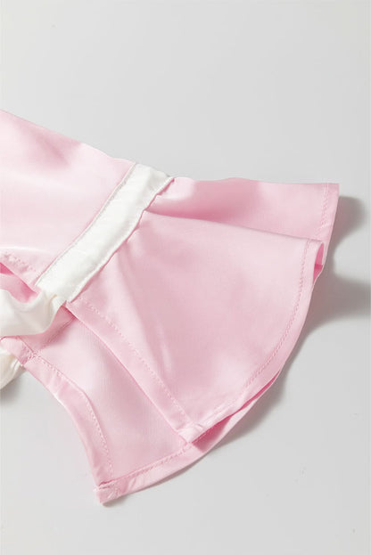 Light pink satin lounge set 