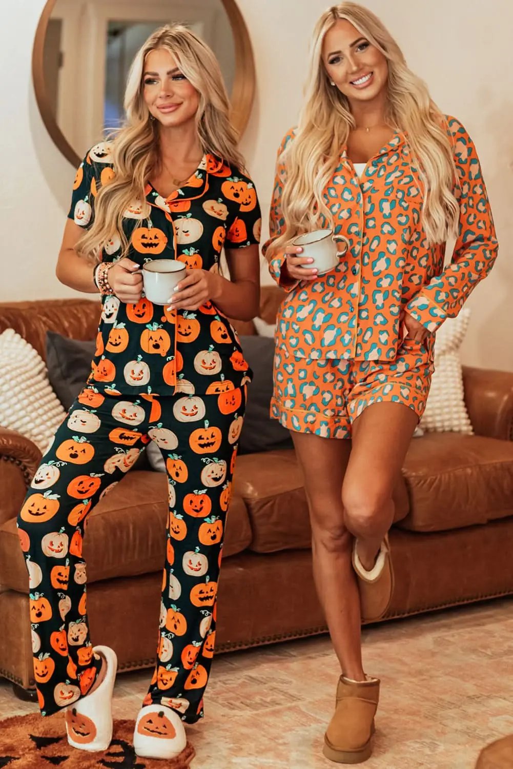 Leopard Print Orange Loungewear Set - Love Salve 