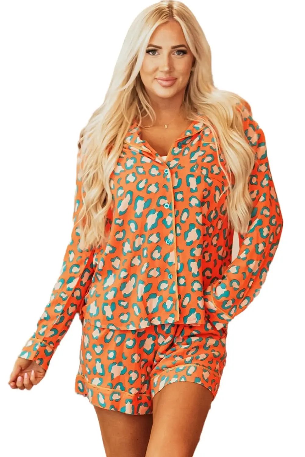 Leopard Print Orange Loungewear Set - Love Salve 
