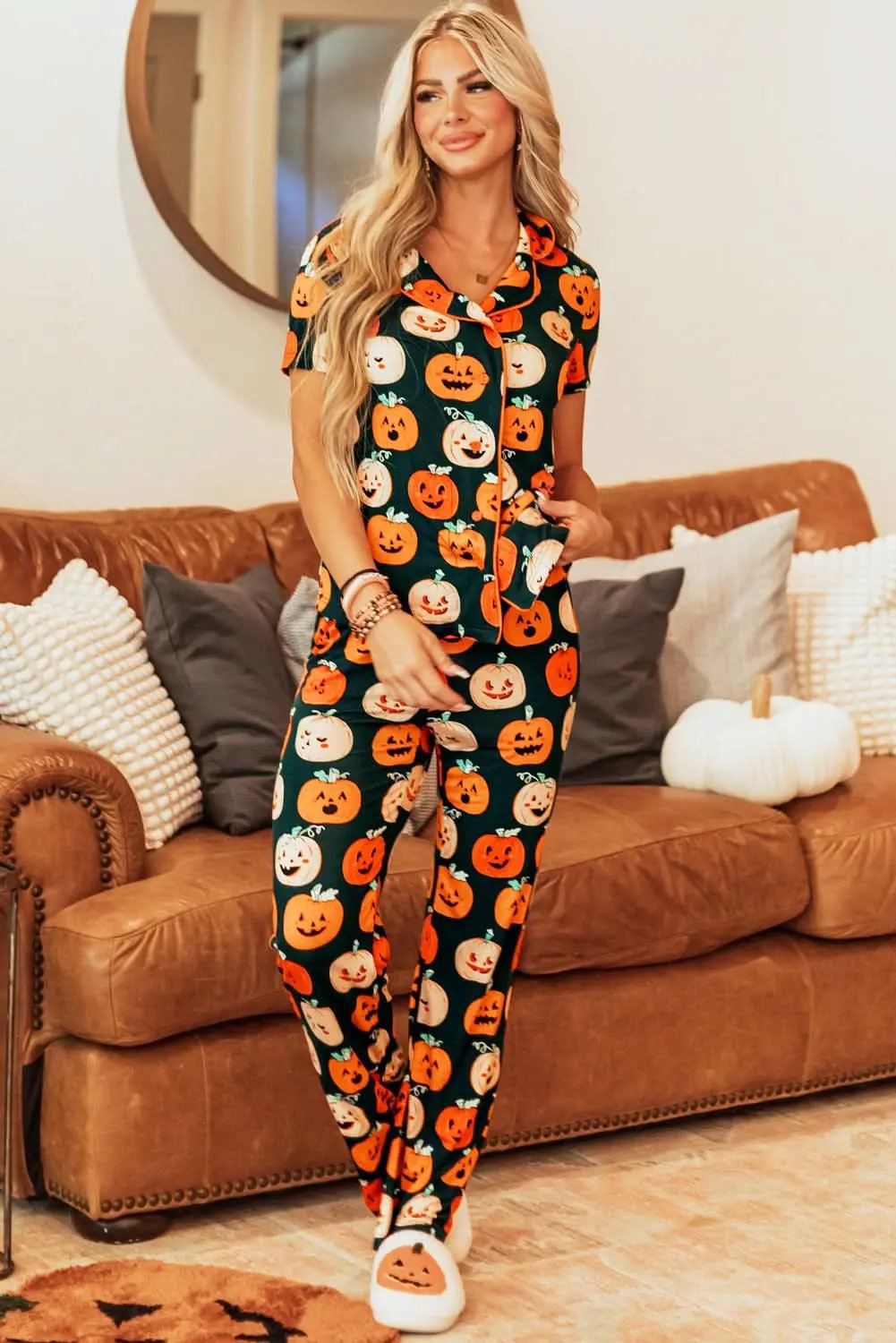 Orange Halloween Pajama Set - Love Salve 