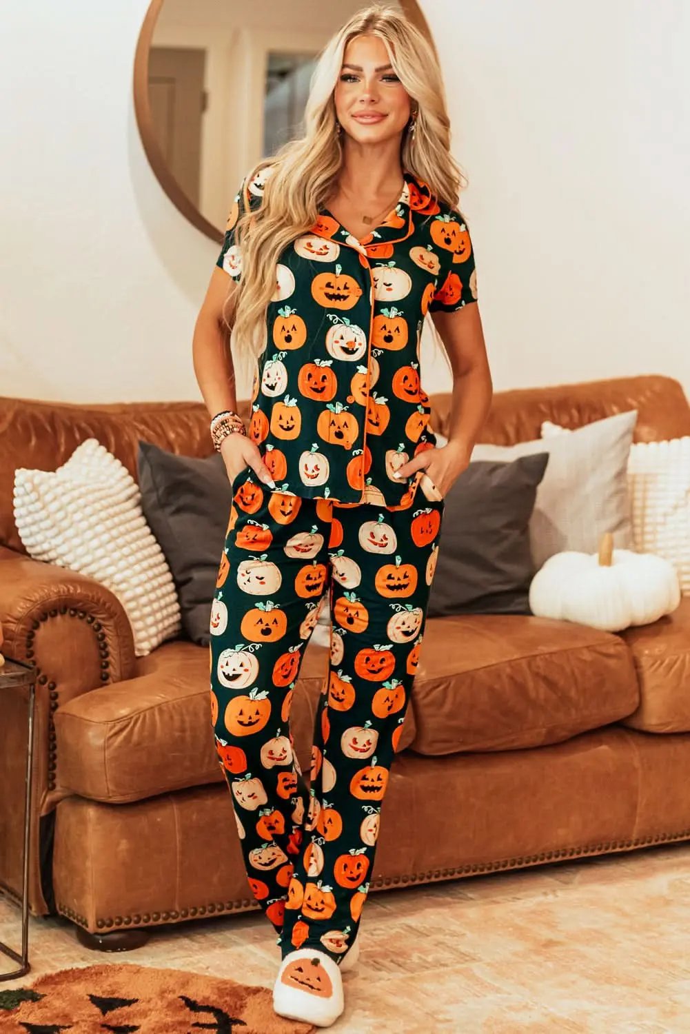 Orange Halloween Pajama Set - Love Salve 