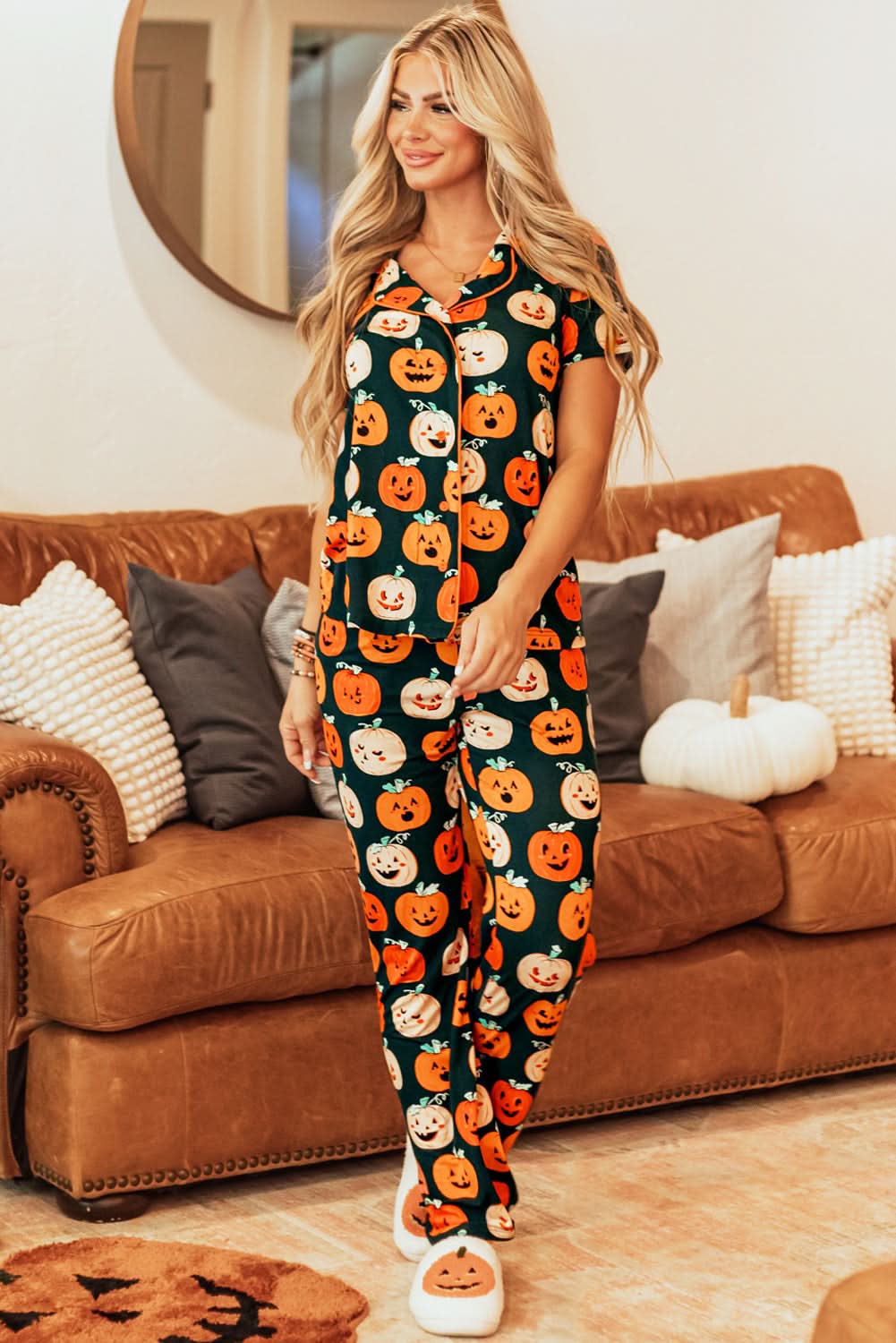 Orange Halloween Pajama Set - Love Salve 