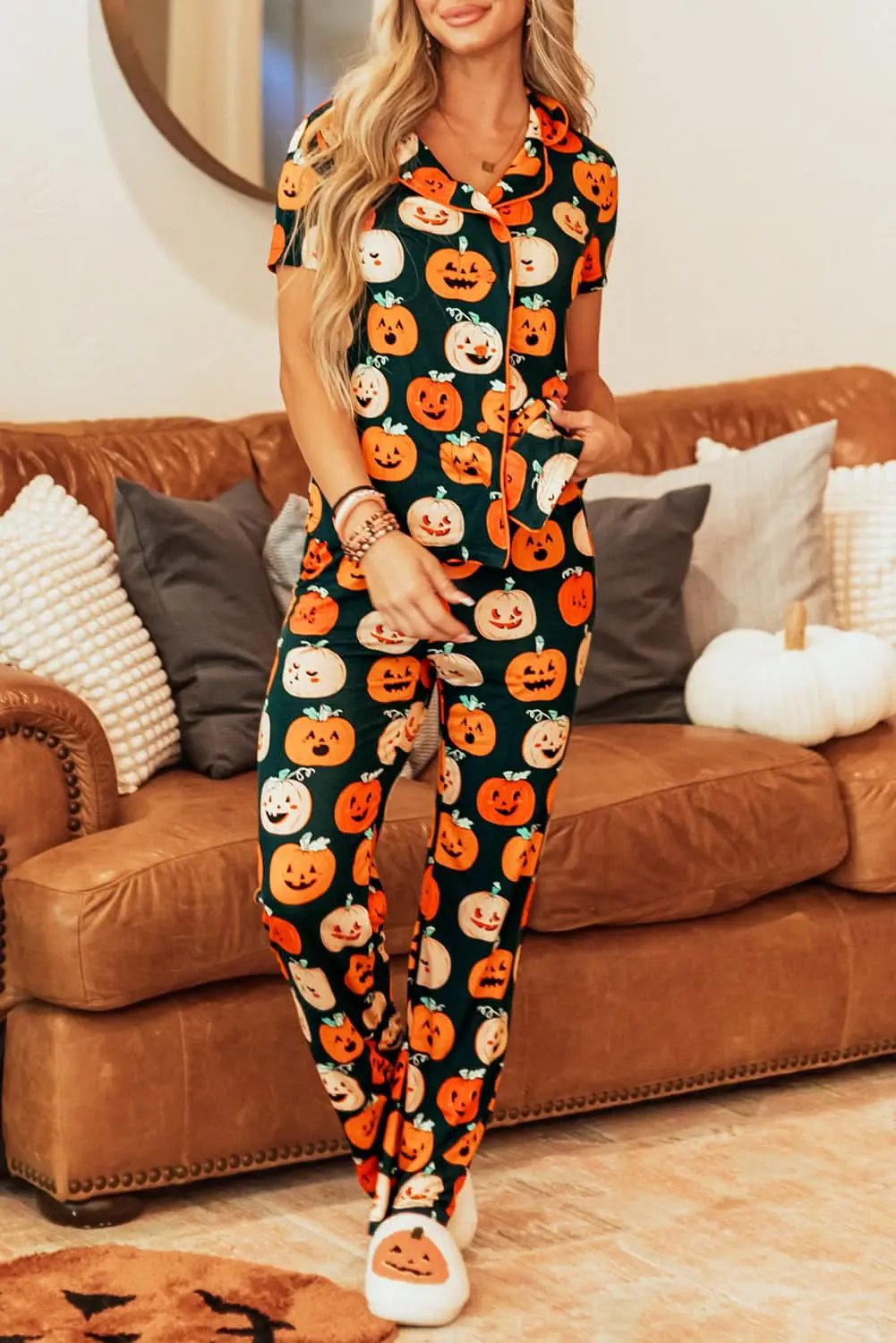 Orange Halloween Pajama Set - Love Salve 