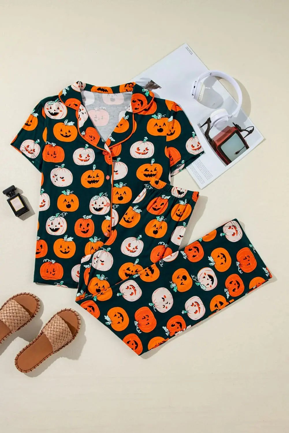 Orange Halloween Pajama Set - Love Salve 