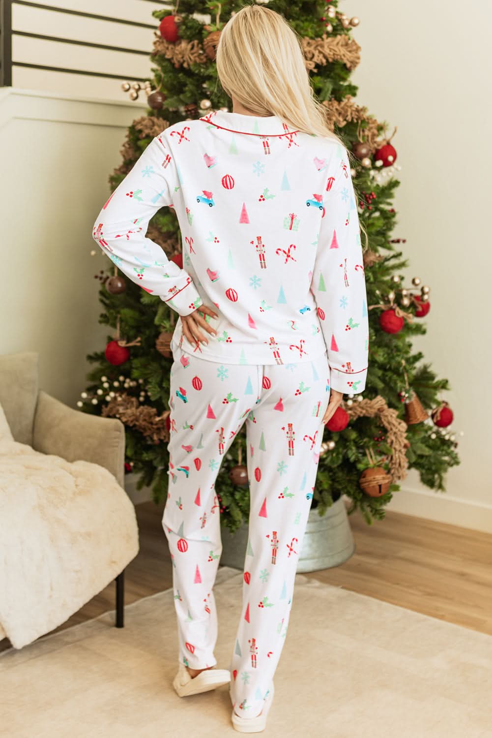 Festive White Christmas Pjs Set - Love Salve 