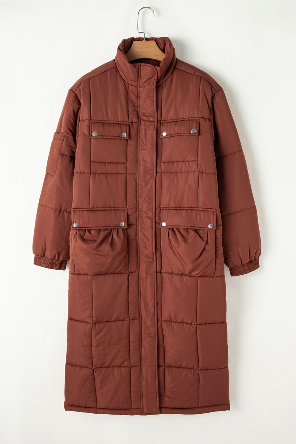 Cozy coffee quilted puffer coat - Love Salve 