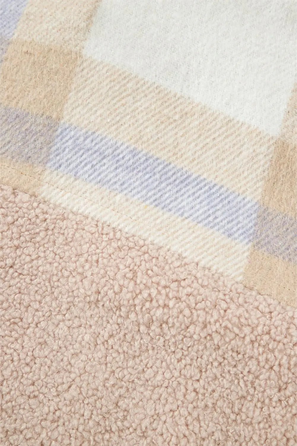 Chic smoke gray plaid sherpa coat - Love Salve 