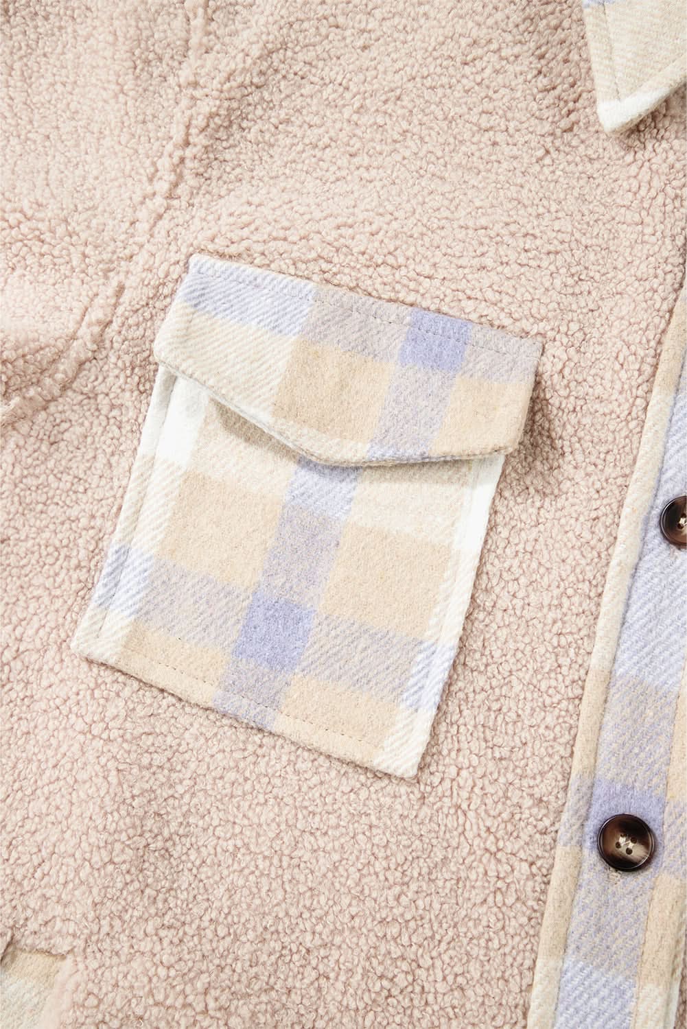 Chic smoke gray plaid sherpa coat - Love Salve 