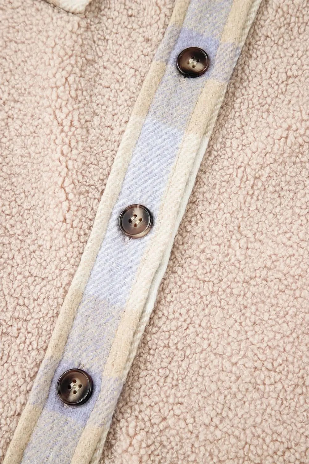 Chic smoke gray plaid sherpa coat - Love Salve 