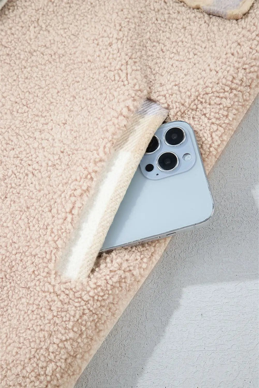 Chic smoke gray plaid sherpa coat - Love Salve 