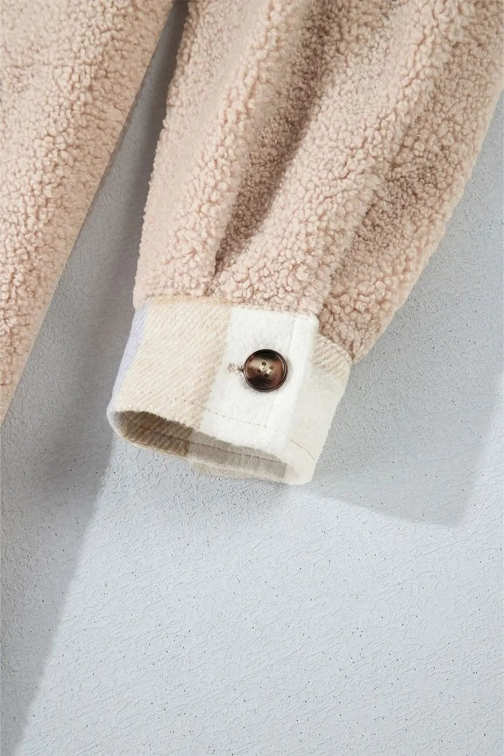 Chic smoke gray plaid sherpa coat - Love Salve 