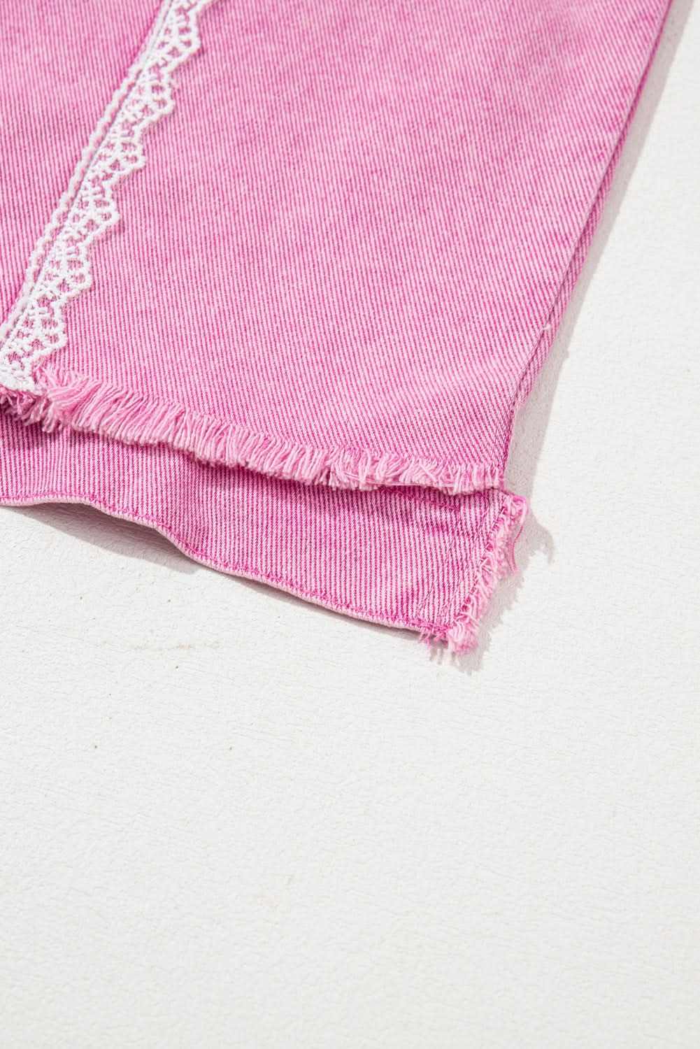 Chic pink lace denim jacket - Love Salve 