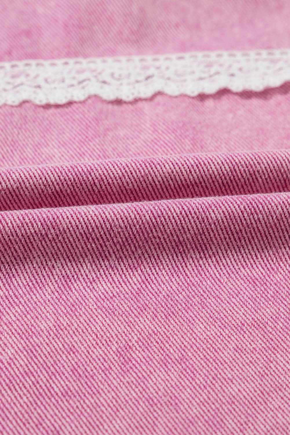 Chic pink lace denim jacket - Love Salve 