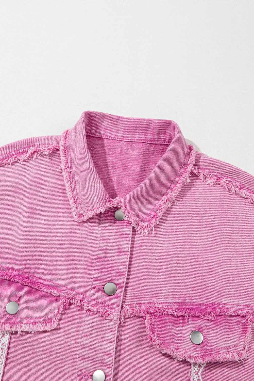 Chic pink lace denim jacket - Love Salve 