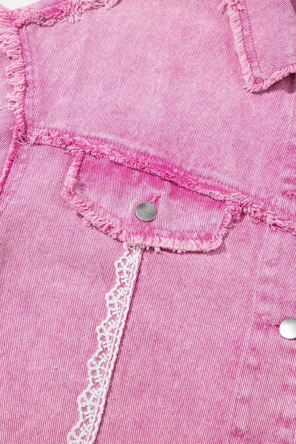 Chic pink lace denim jacket - Love Salve 