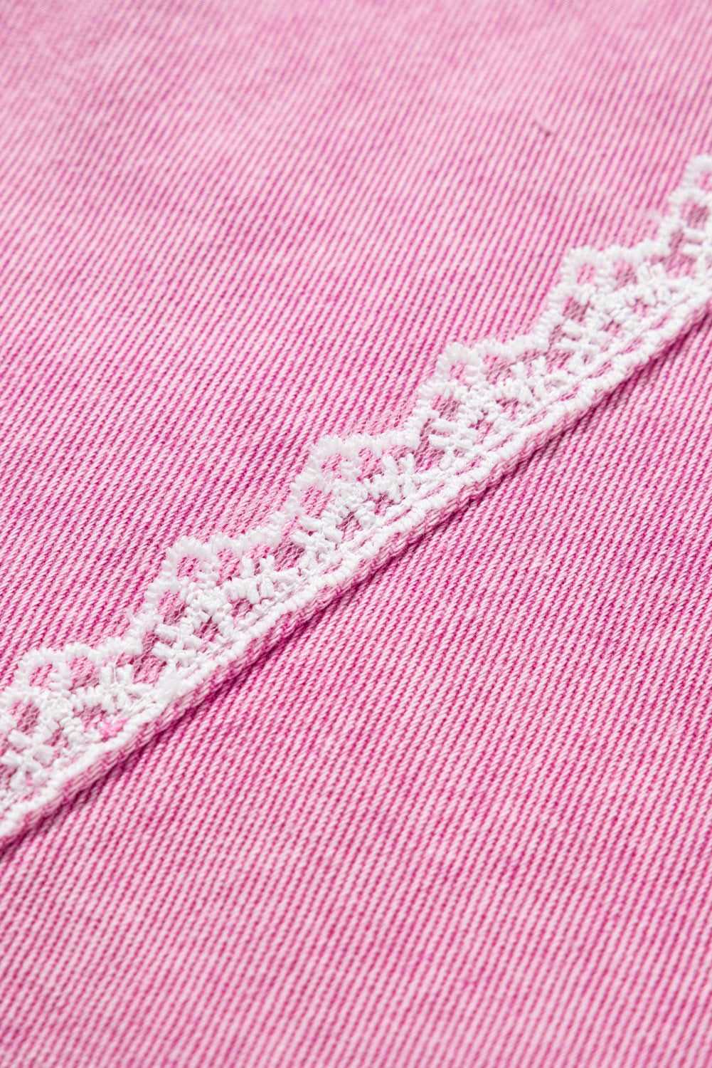 Chic pink lace denim jacket - Love Salve 