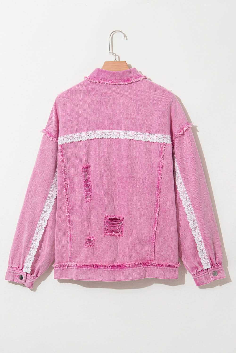 Chic pink lace denim jacket - Love Salve 