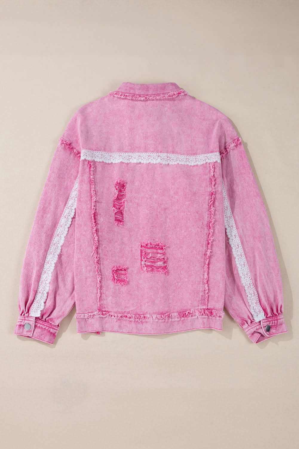 Chic pink lace denim jacket - Love Salve 