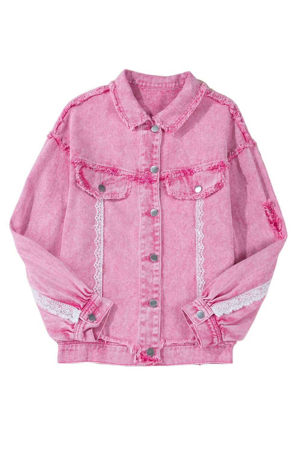 Chic pink lace denim jacket - Love Salve 