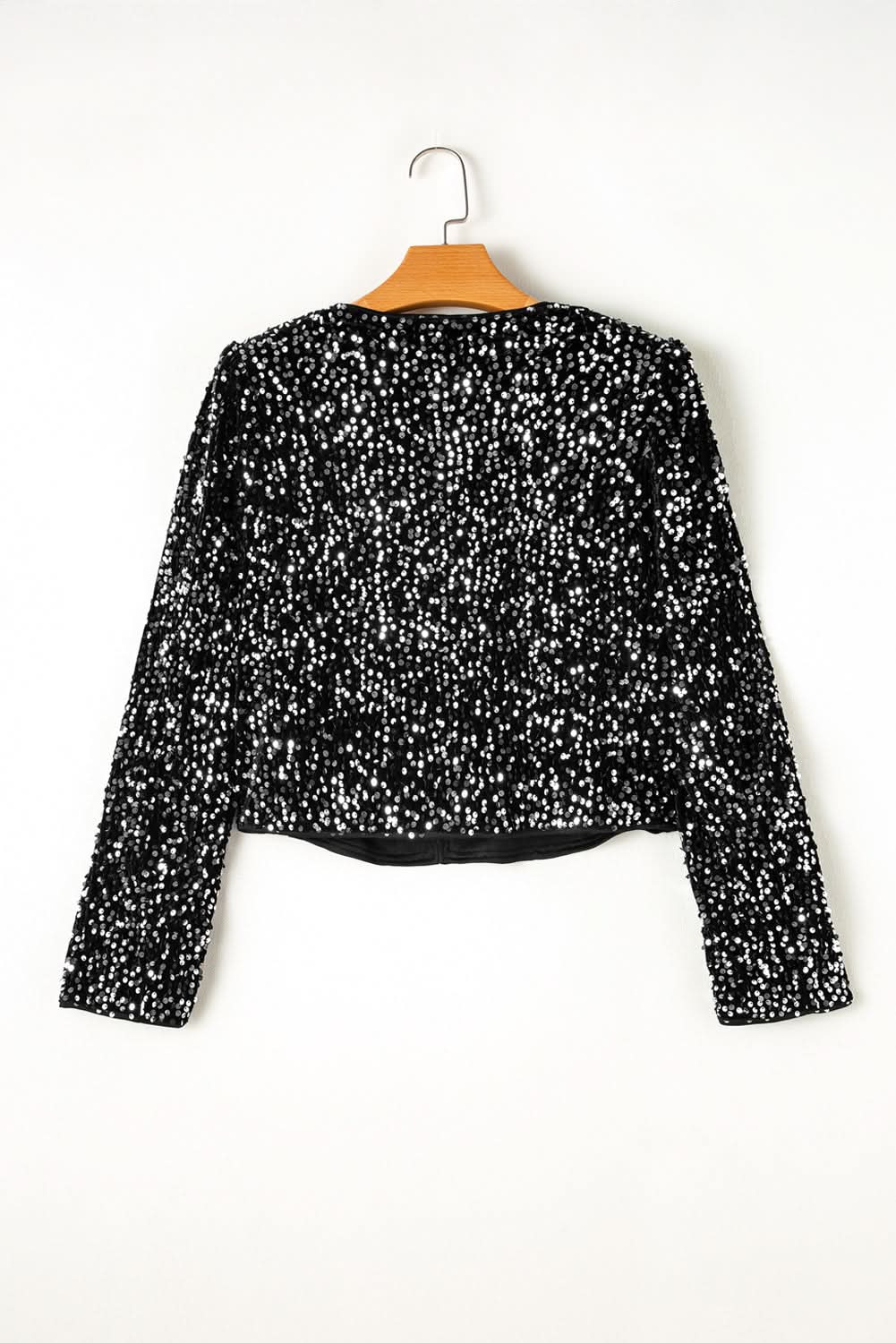 Black Sequin Cropped Jacket - Love Salve 