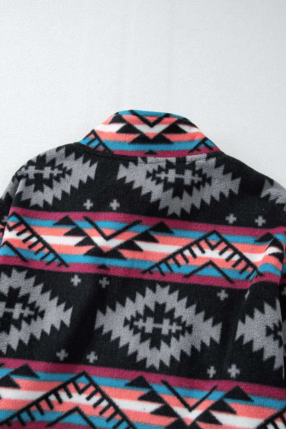 Boho black aztec zip collar jacket - Love Salve 