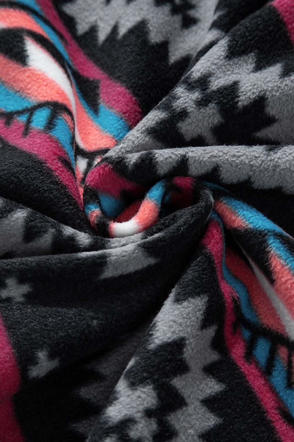 Boho black aztec zip collar jacket - Love Salve 