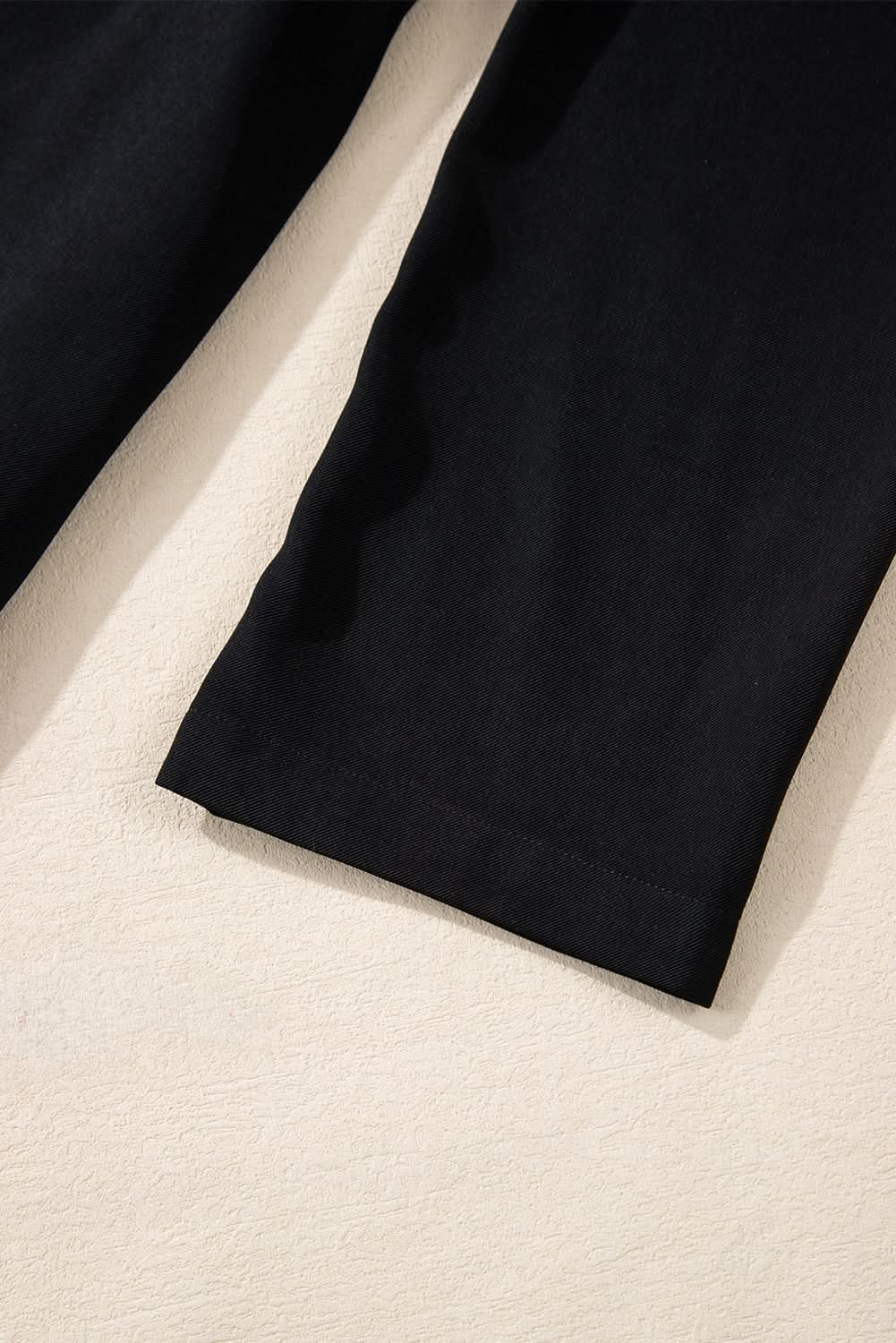 Sleek black zip-up jacket with tab sleeves - Love Salve 