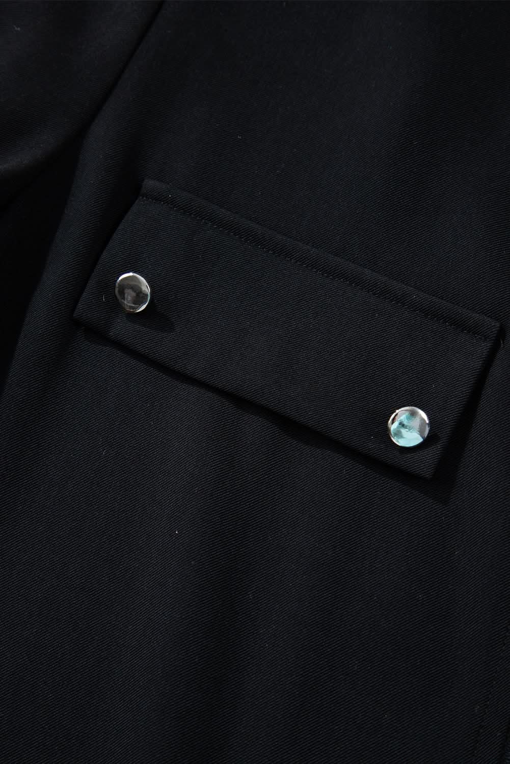 Sleek black zip-up jacket with tab sleeves - Love Salve 