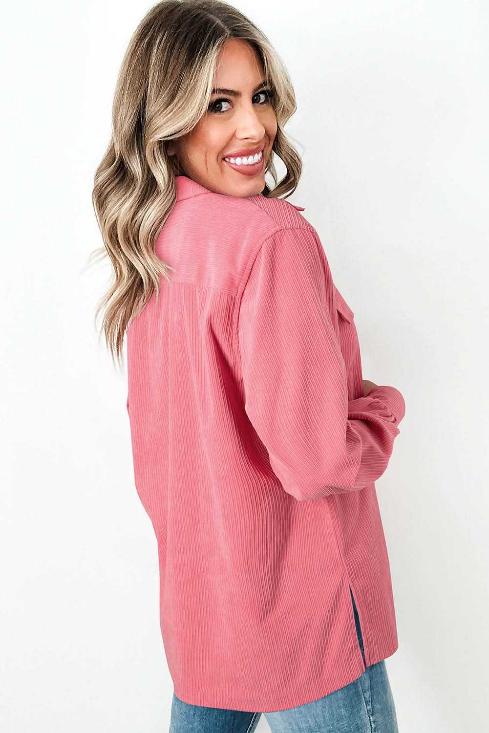 Bonbon corduroy button-up shacket - Love Salve 