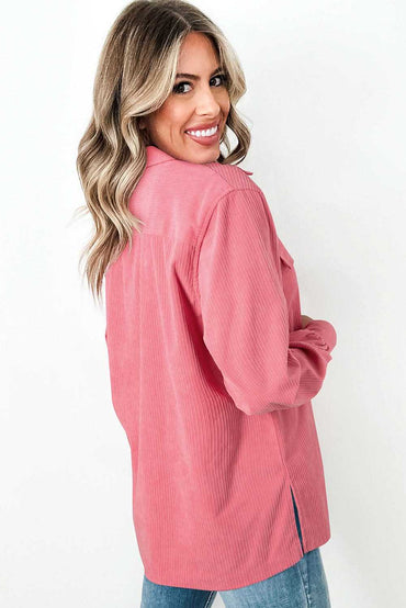 Bonbon corduroy button-up shacket - Love Salve 