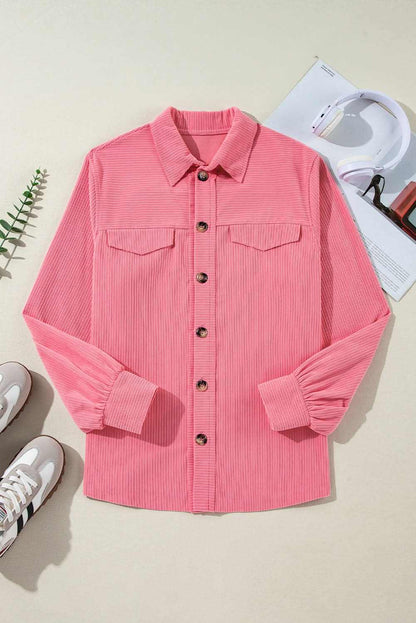 Bonbon corduroy button-up shacket - Love Salve 