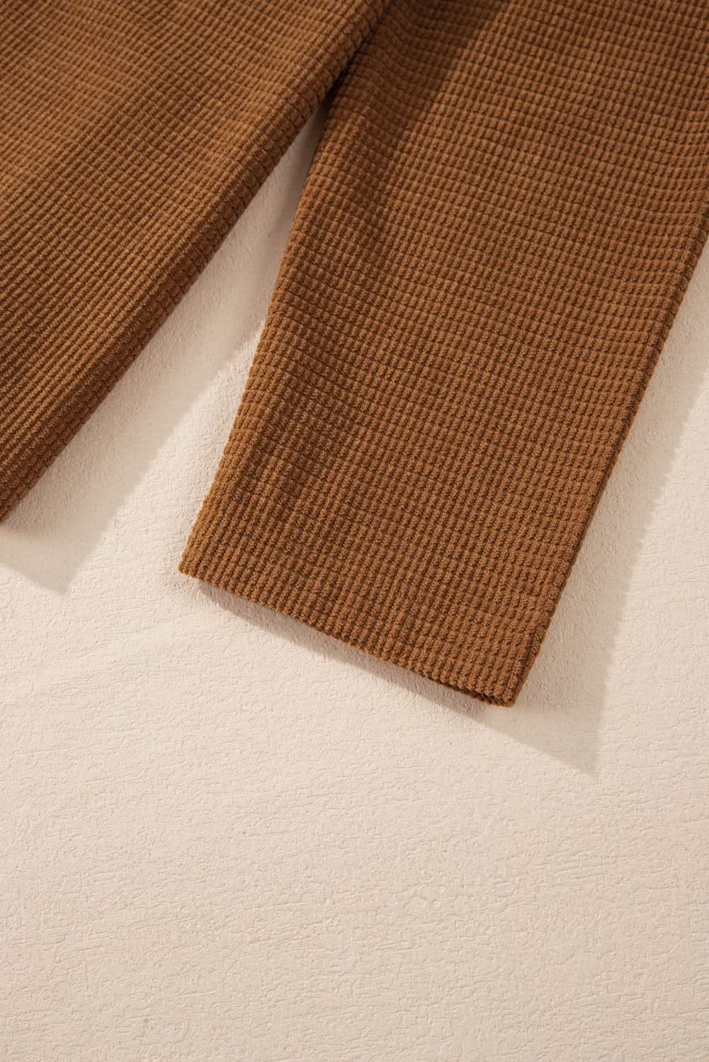 Brown textured shacket with pockets - Love Salve 