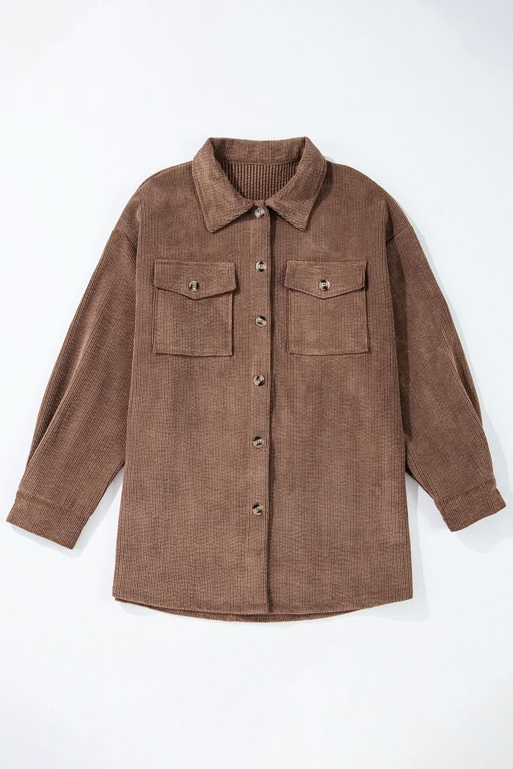 Cozy chestnut corduroy shacket - Love Salve 
