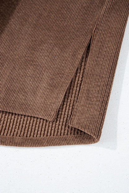 Cozy chestnut corduroy shacket - Love Salve 
