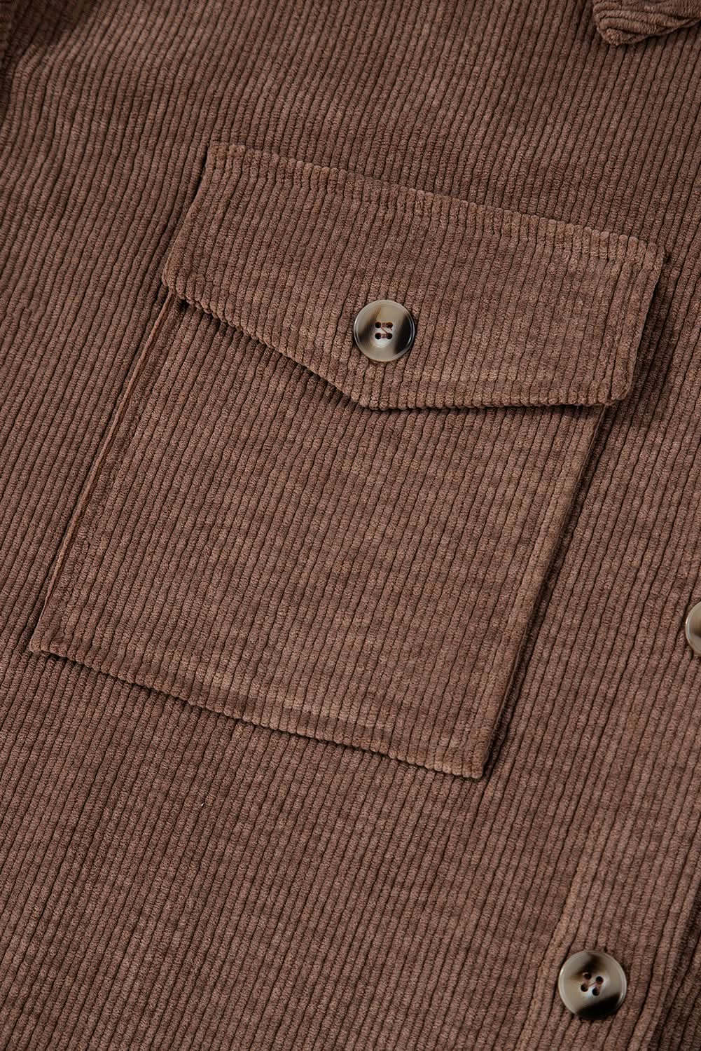 Cozy chestnut corduroy shacket - Love Salve 