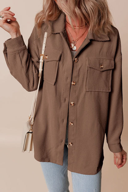 Cozy chestnut corduroy shacket - Love Salve 