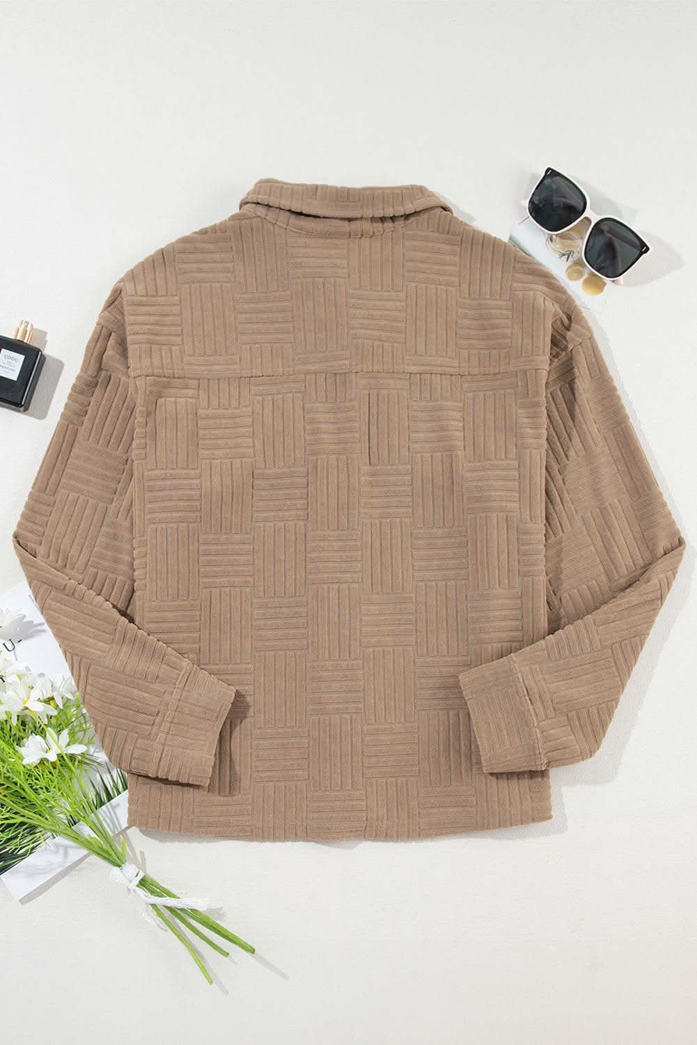 Chic dark khaki shacket with pockets - Love Salve 