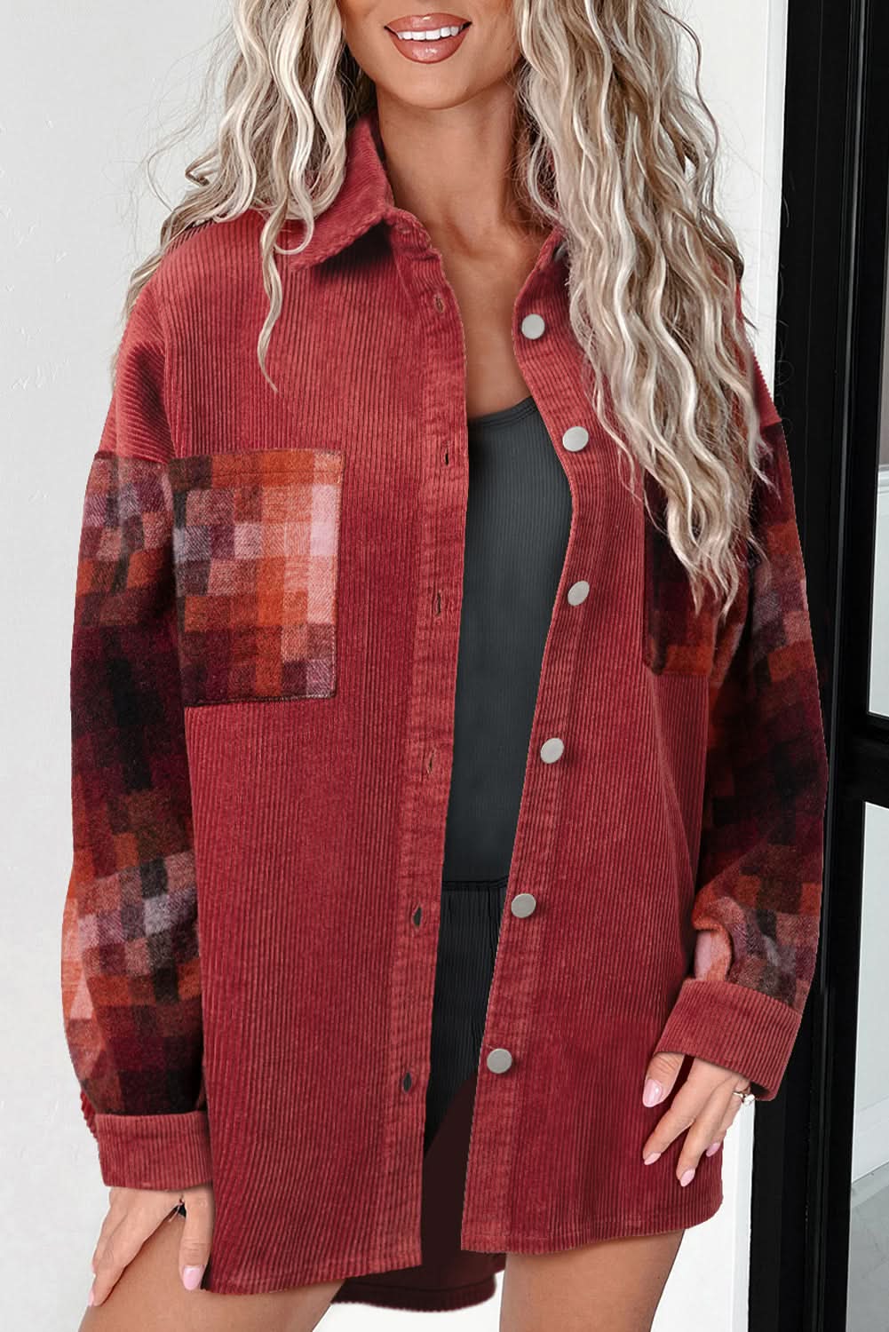 Gold Flame Oversized Corduroy Jacket - Love Salve 