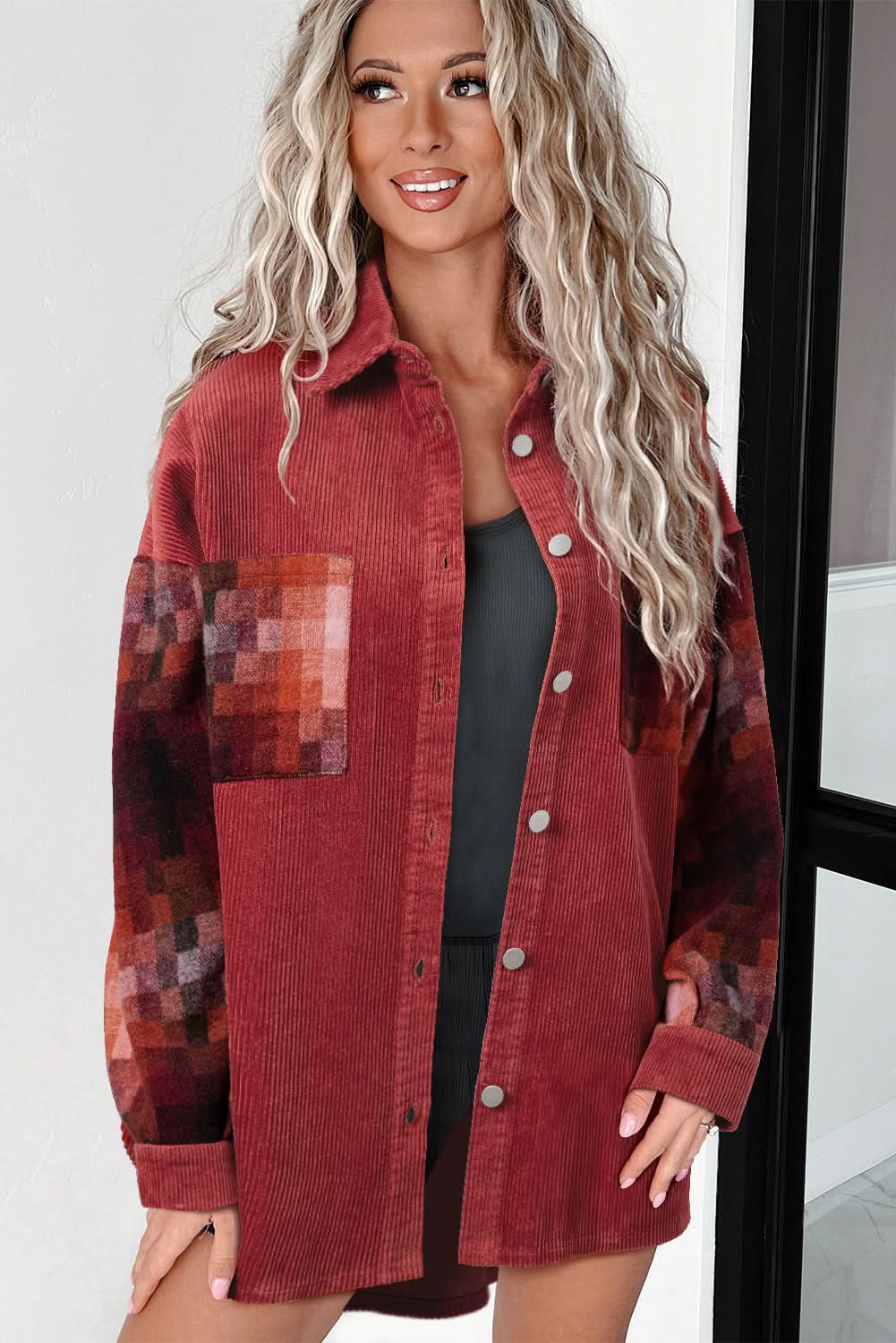 Gold Flame Oversized Corduroy Jacket - Love Salve 
