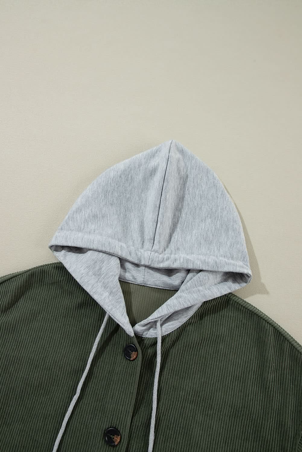 Jungle Green Corduroy Hooded Shacket - Love Salve 