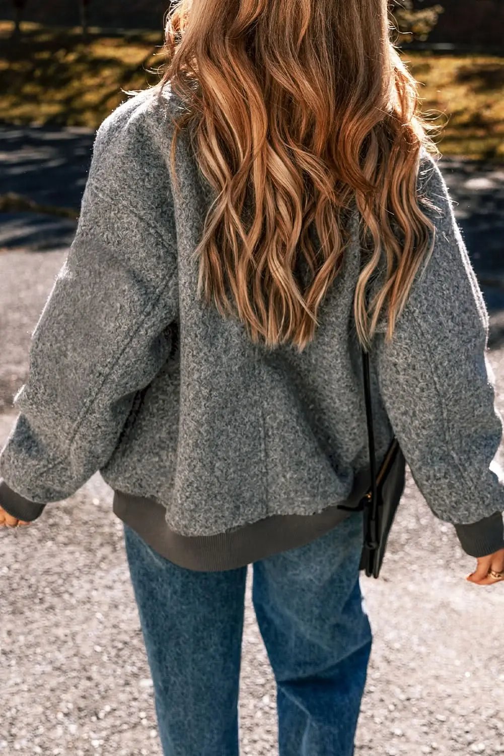 Chic medium grey fuzzy jacket - Love Salve 