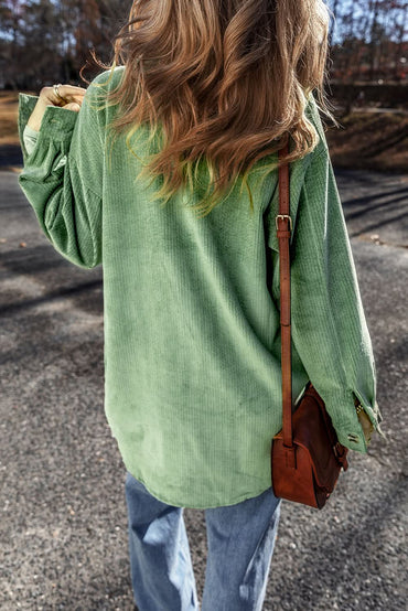 Mist green corduroy shacket - Love Salve 