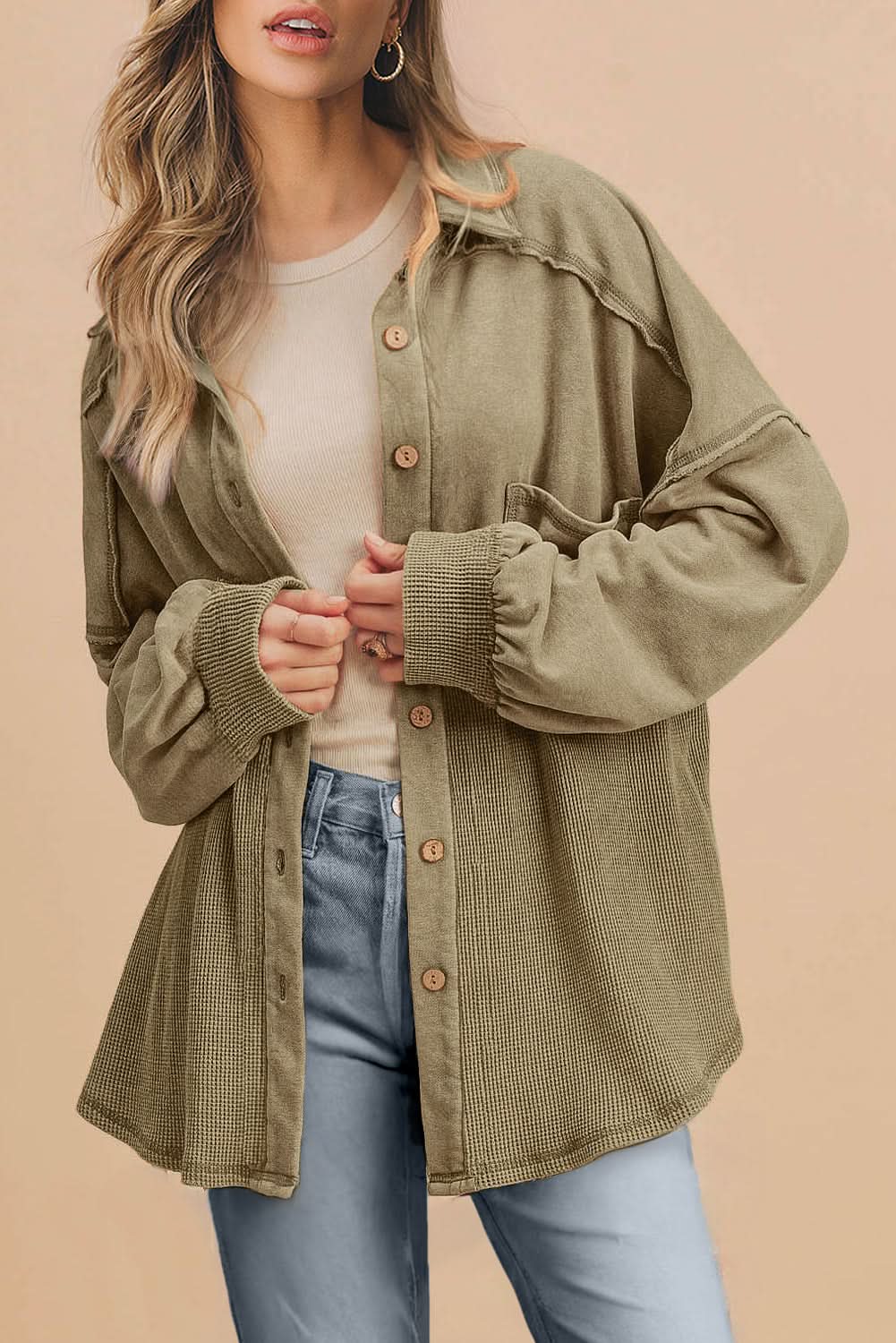 Moss green oversized shacket - Love Salve 