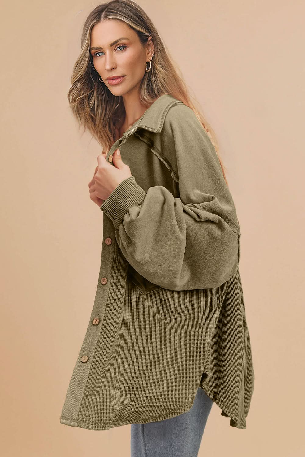 Moss green oversized shacket - Love Salve 