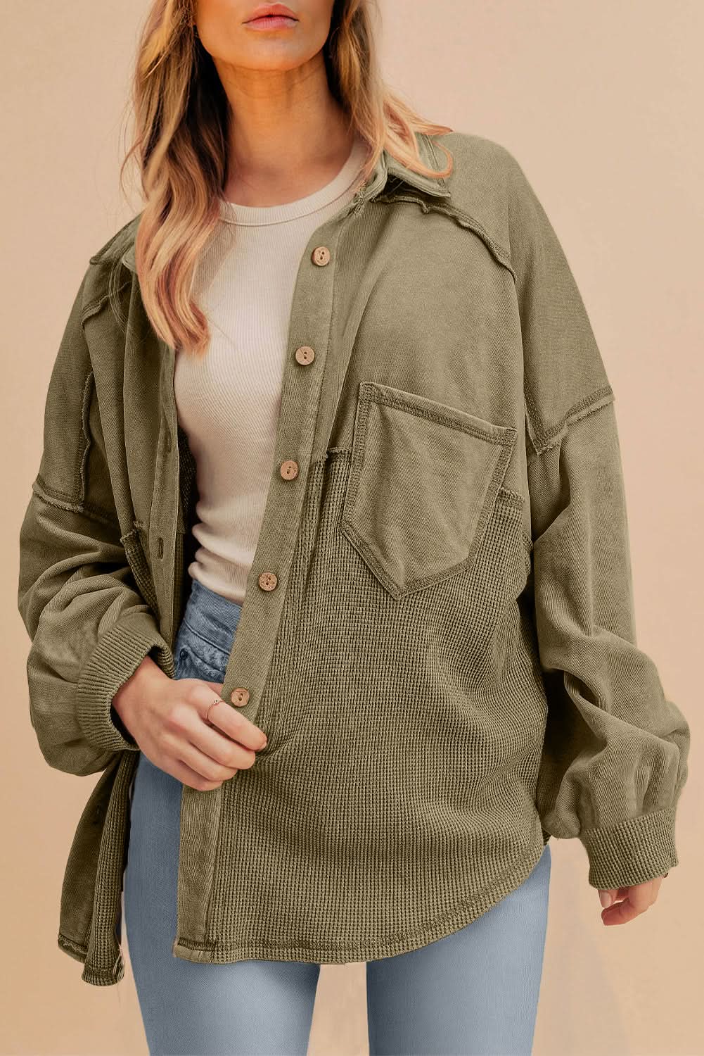 Moss green oversized shacket - Love Salve 