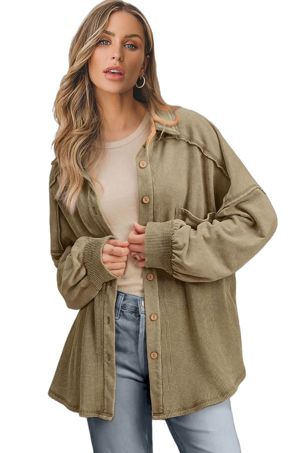 Moss green oversized shacket - Love Salve 