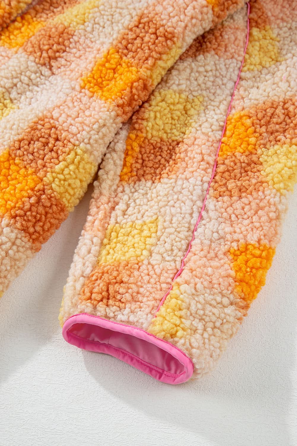 Cozy orange checkered sherpa jacket - Love Salve 